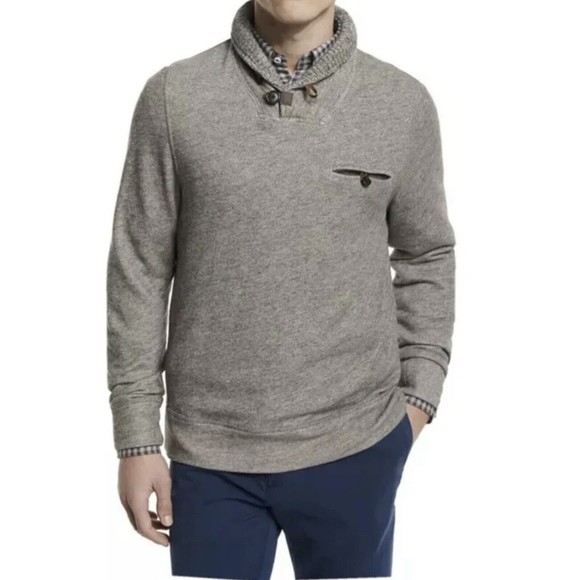 Billy Reid Mens Pullover Mock Shawl Neck Knit Sweater Gray Size Medium M EUC - Picture 1 of 11